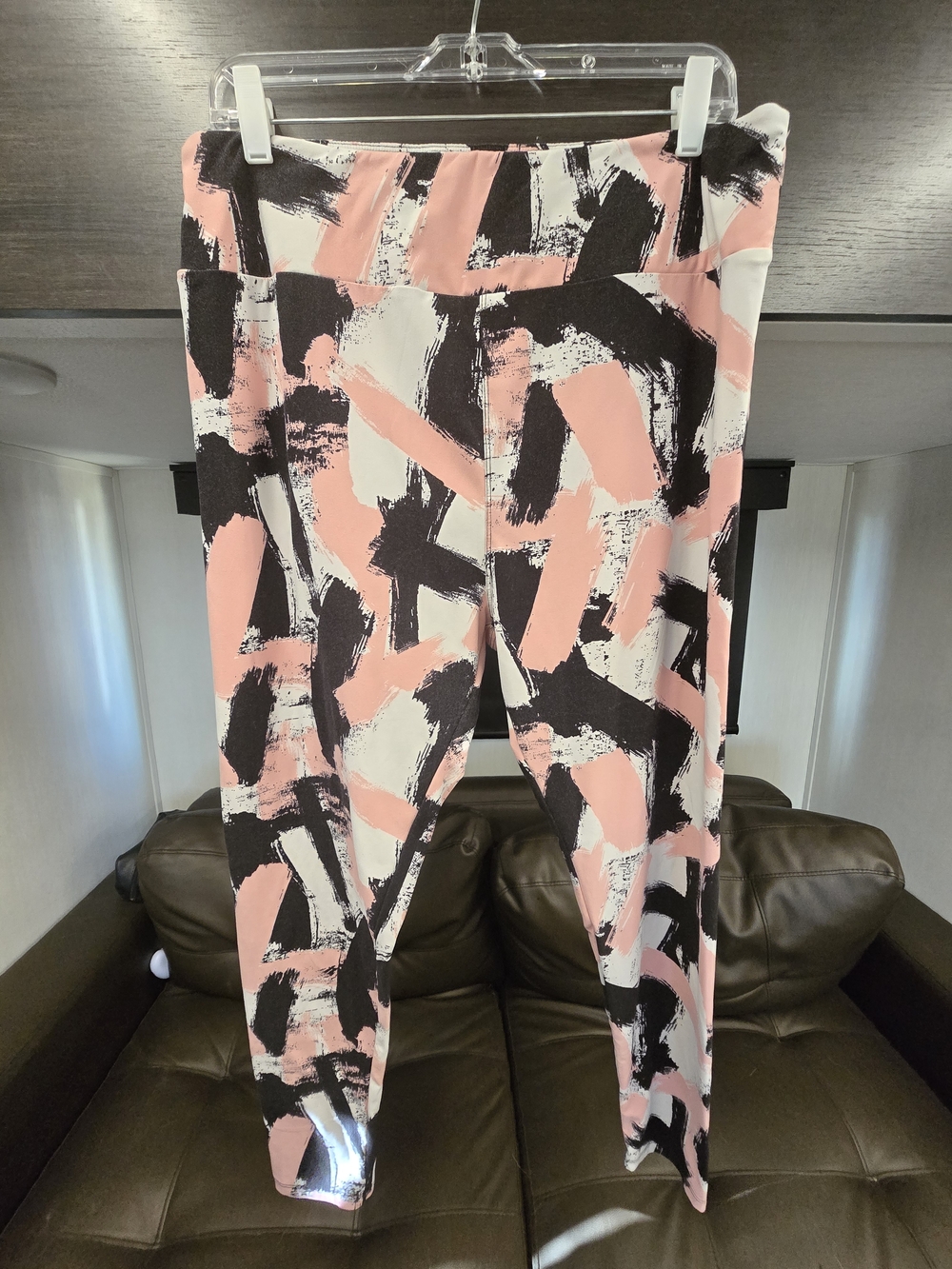LuLaRoe Brushstroke Print Leggings in Pink, Black & White